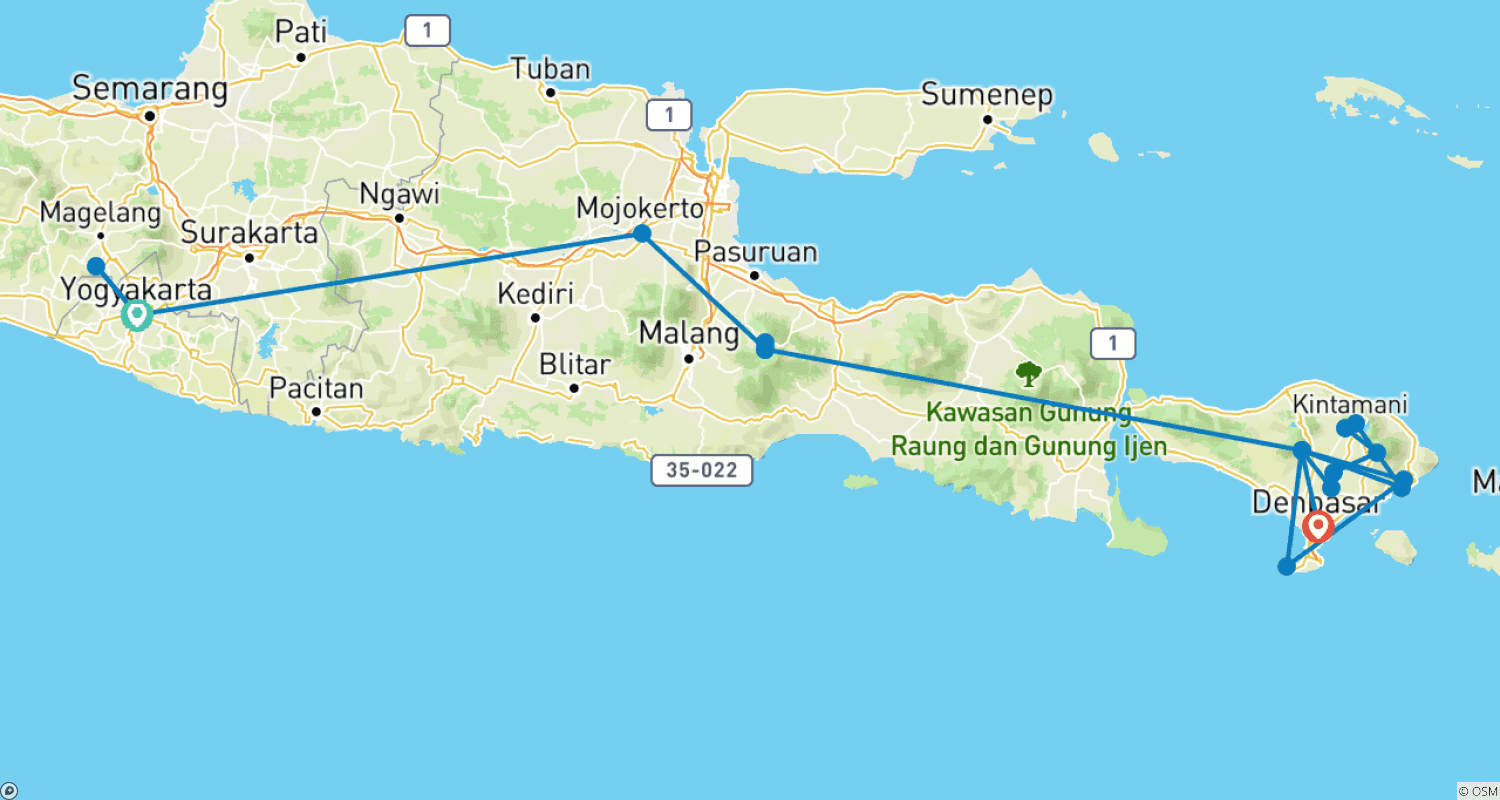 Mapa trasy: Indonezja: Najważniejsze atrakcje Jawy i Bali, Prywatna wycieczka