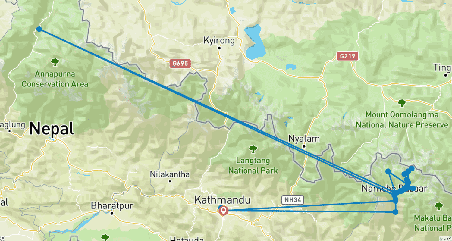 Mapa trasy: Trekking do Bazy pod Mount Everest dla Seniorów