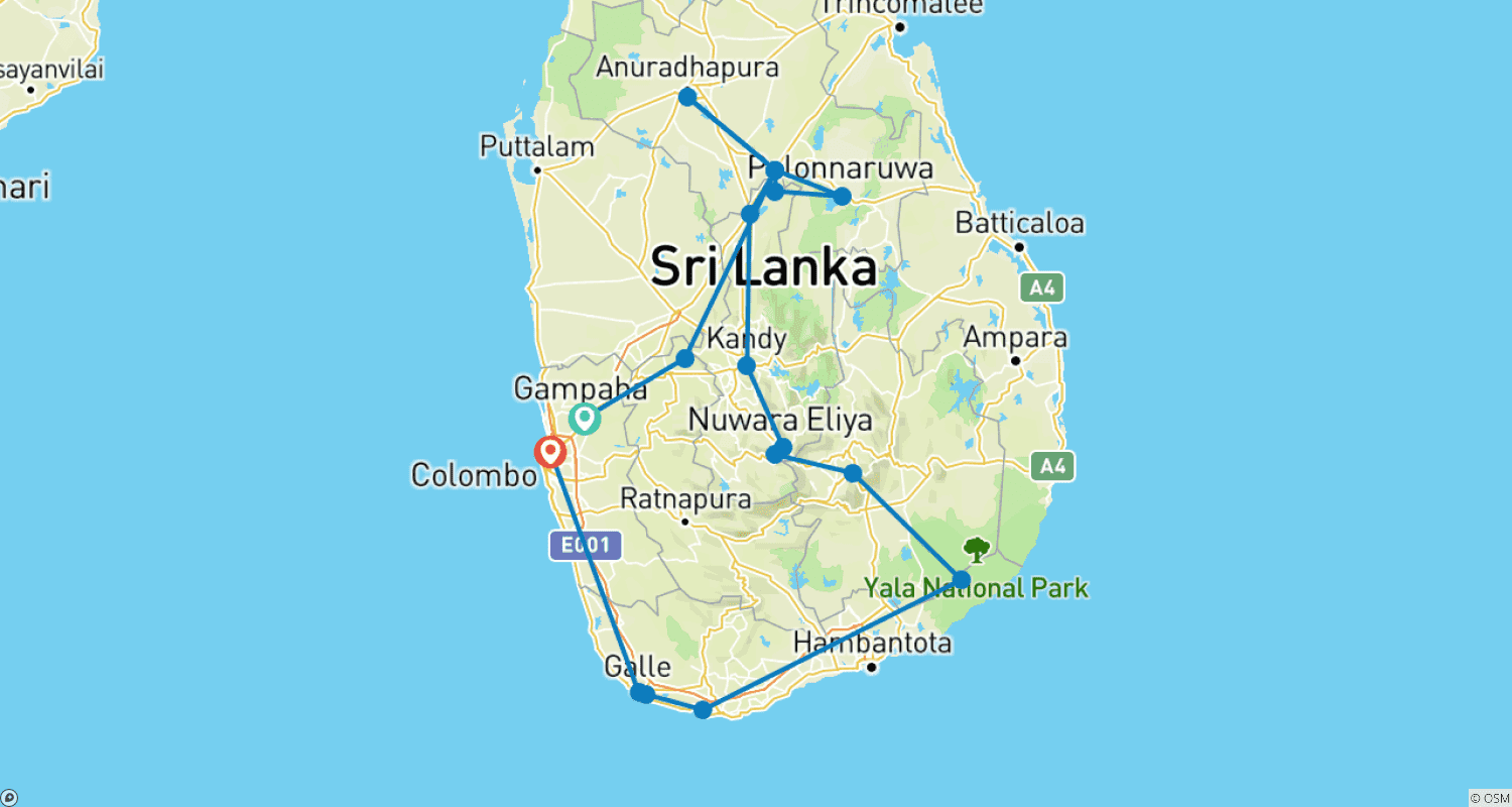Mapa trasy: Elegance Lanka