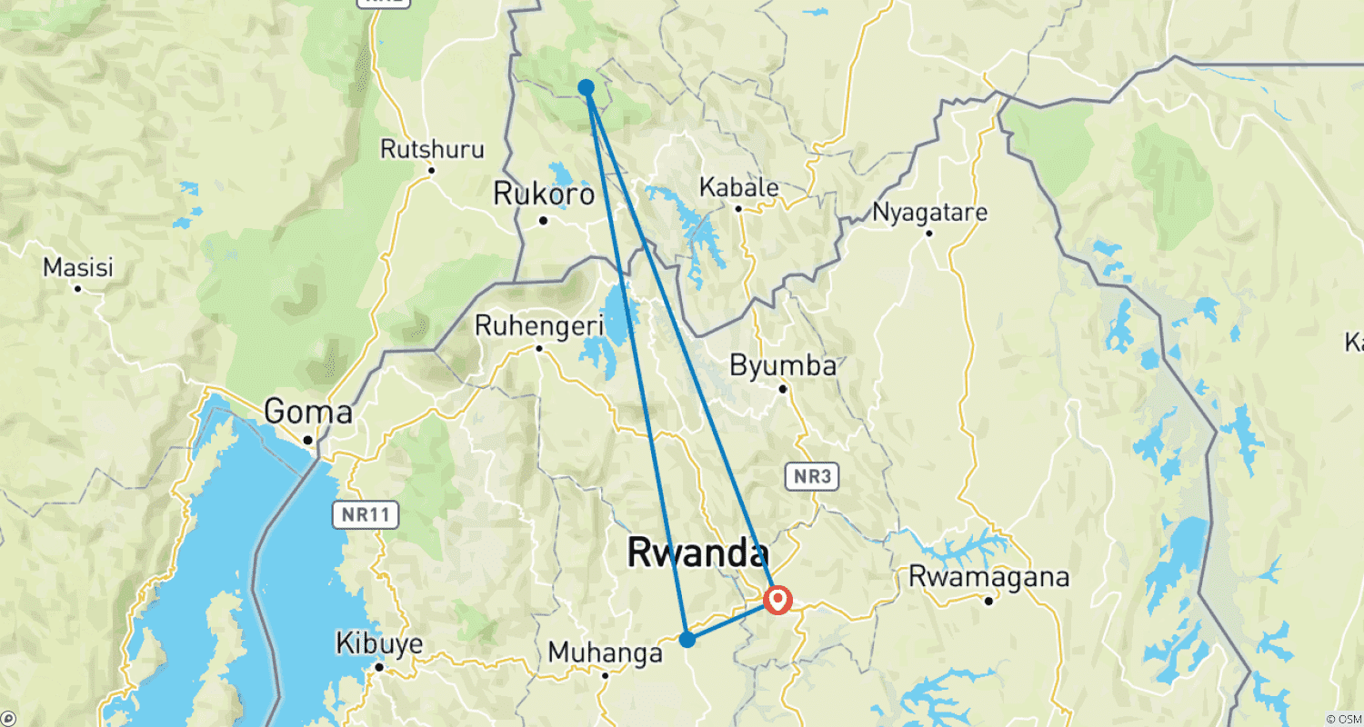 Mapa do percurso de Safari de Primatas de 4 Dias