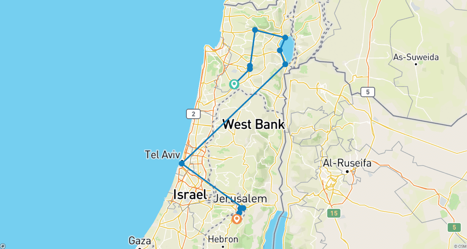 خريطة مسار القدس المسيحية، بيت لحم والناصرة، 3 أيام