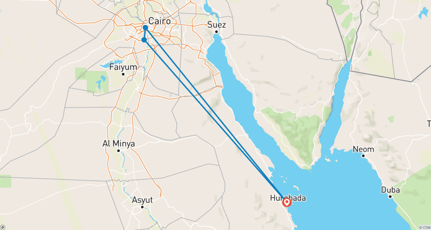 Mapa trasy: Cairo overnight private from Hurghada