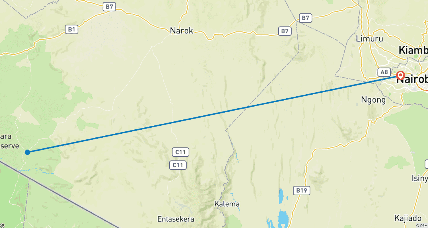 Mapa trasy: 3-dniowe Klasyczne Safari Masai Mara - Oferta Loyk