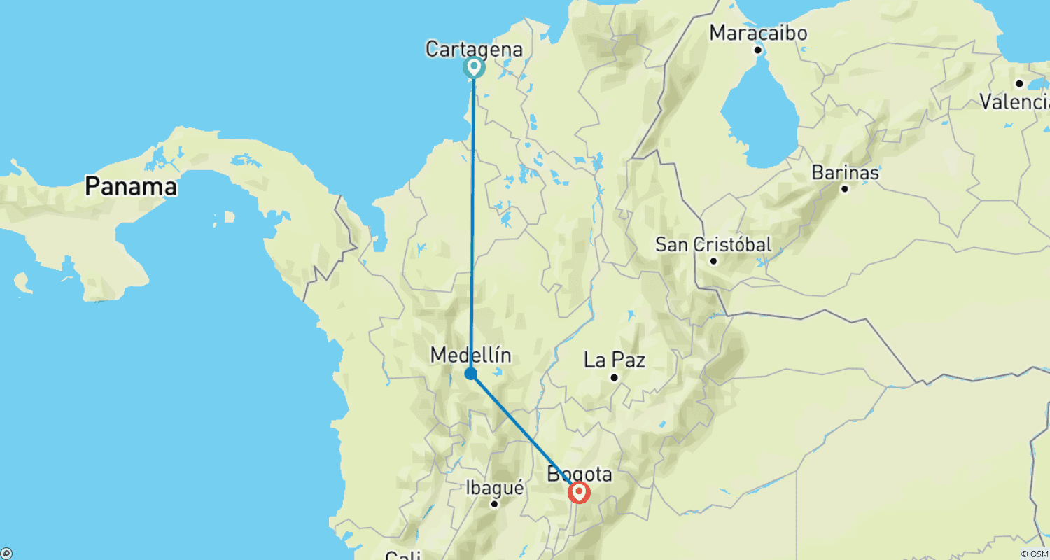 Mapa do percurso de Colômbia em 11 dias - Tour Privado