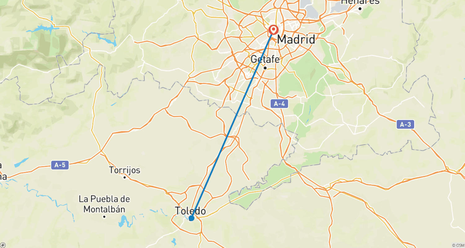 Mapa trasy: Madryt: Doświadczenie kulturowe z półdniową wycieczką do Toledo, City Break