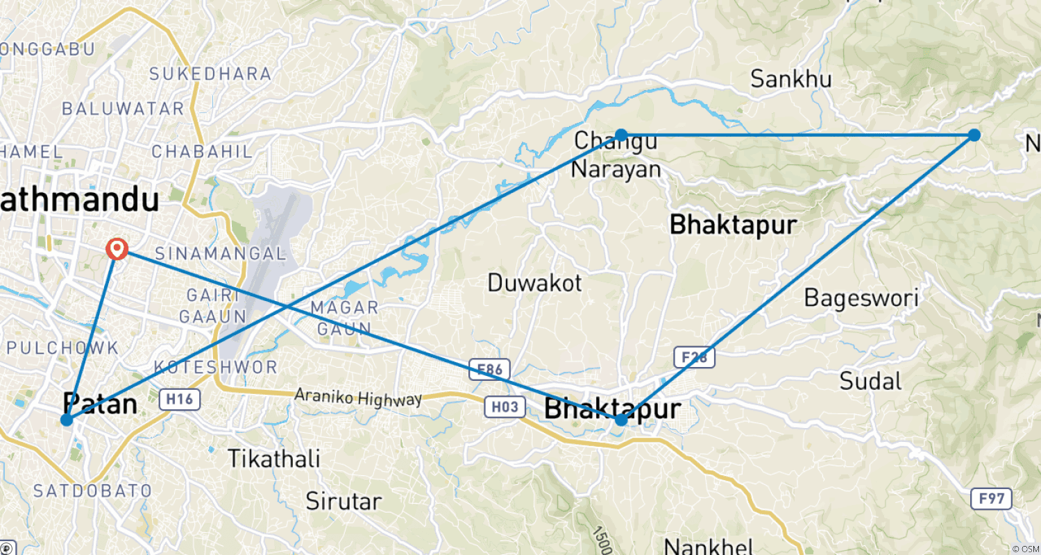 Mapa trasy: Wycieczka: Migawki z Nepalu