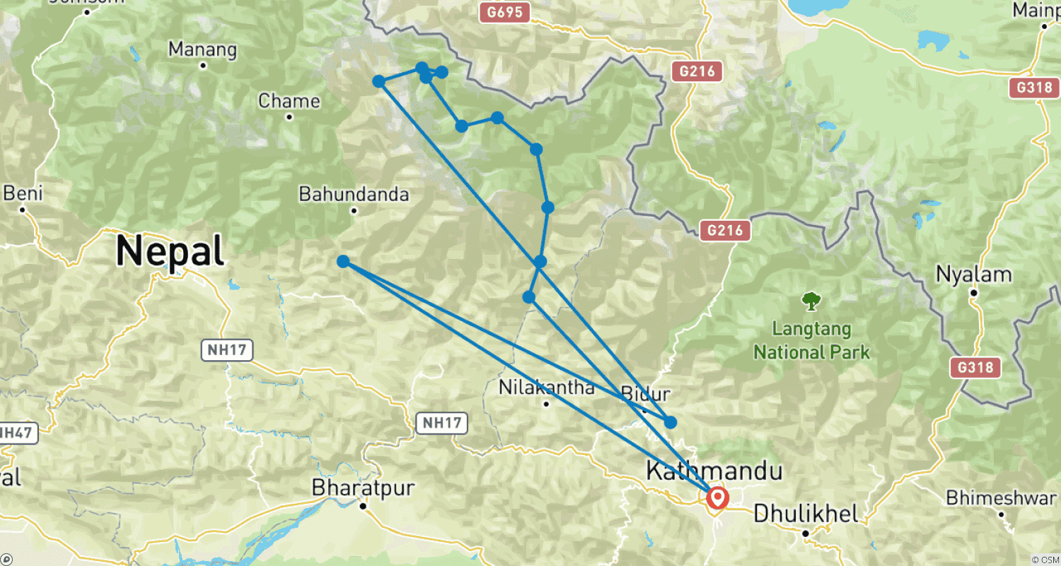 Mapa trasy: Trekking Manaslu