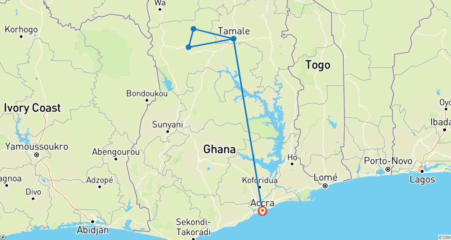 Mapa do percurso de Viagem de 3 dias ao Parque Nacional Mole