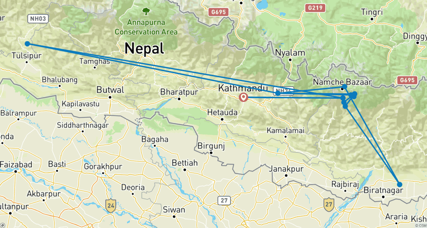 Mapa trasy: Wspinaczka na Mera Peak