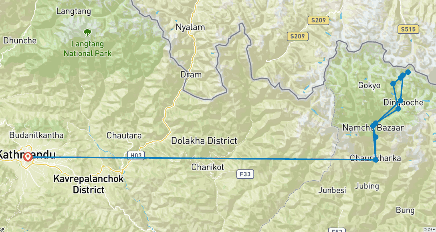 Mapa trasy: Trek do Bazy pod Mount Everest (14 miejsc)