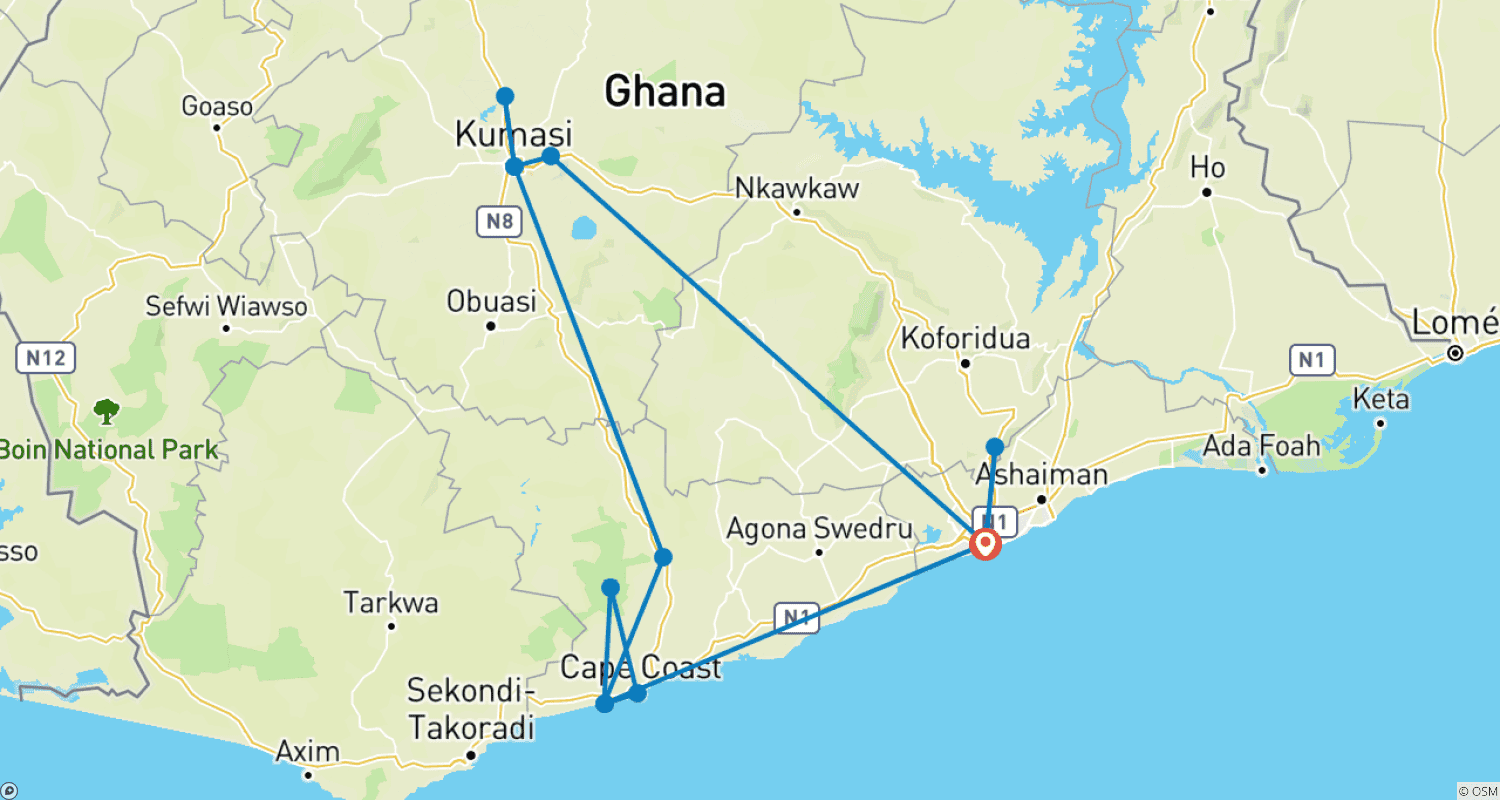 A Journey Through the Slave Dungeons and Experienceのルートマップ