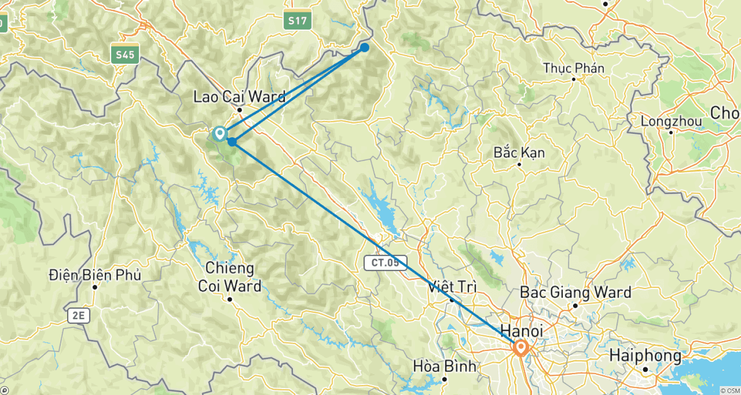 Mapa trasy: Sapa Adventure: Średni trekking 5 dni