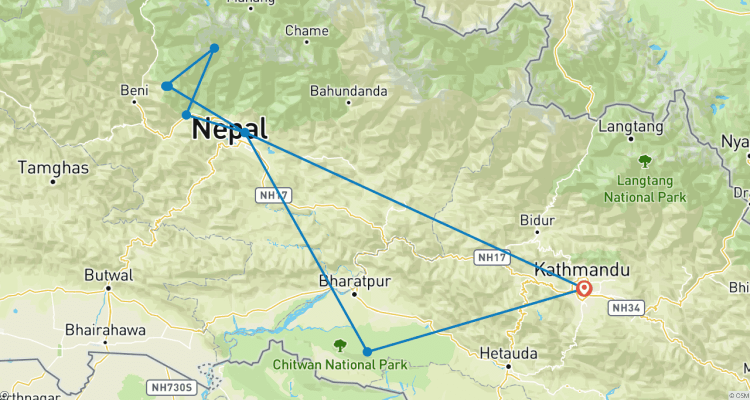 Mapa trasy: Poznaj Nepal