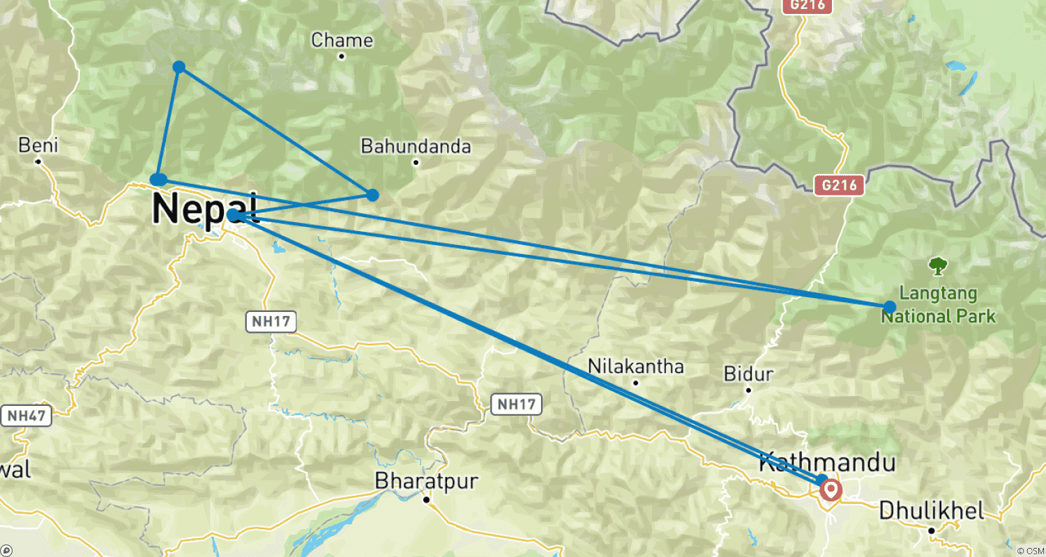 Mapa trasy: Trek Mardi Himal
