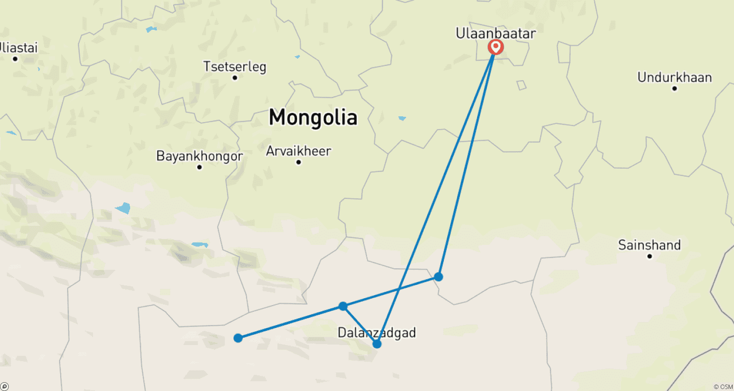 Mapa trasy: Gobi Tour 5D/4N