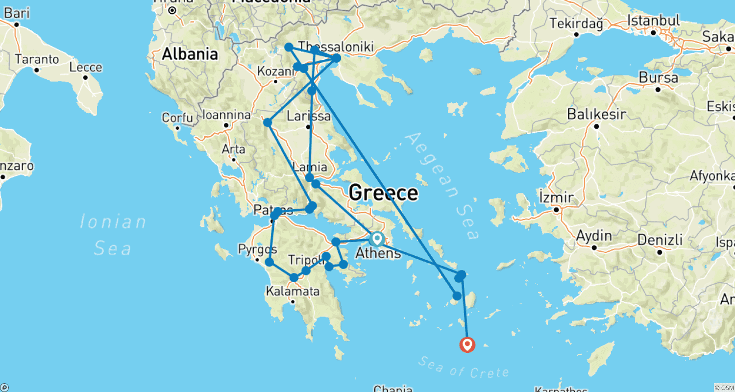 Mapa trasy: Jeden kraj – liczne miasta i wyspy