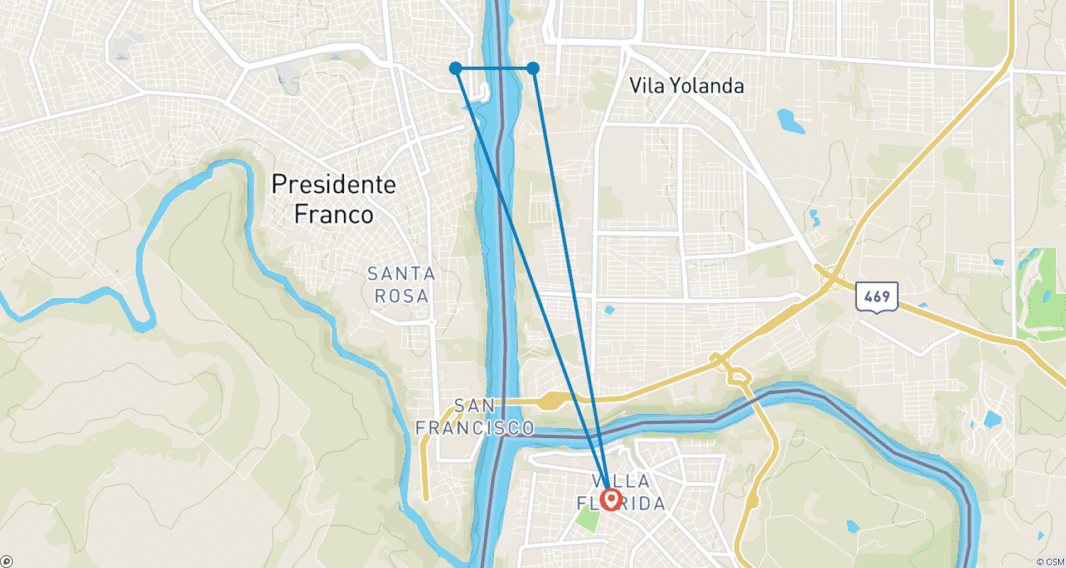 Mapa do percurso de Experimente a selva de Iguaçu e as quedas do Moconá