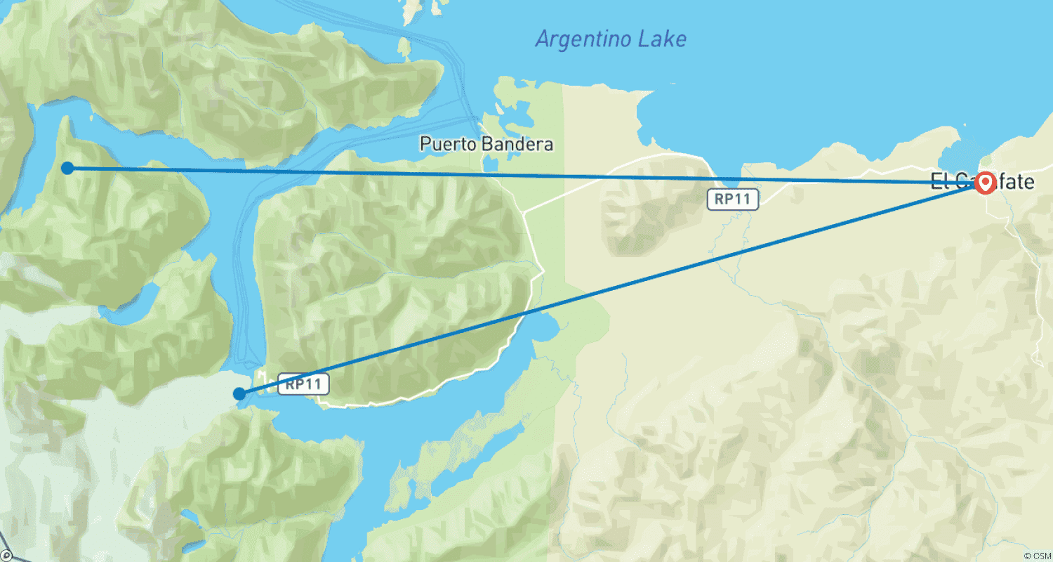 خريطة مسار El Calafate جميع الأنهار الجليدية (5 أيام)