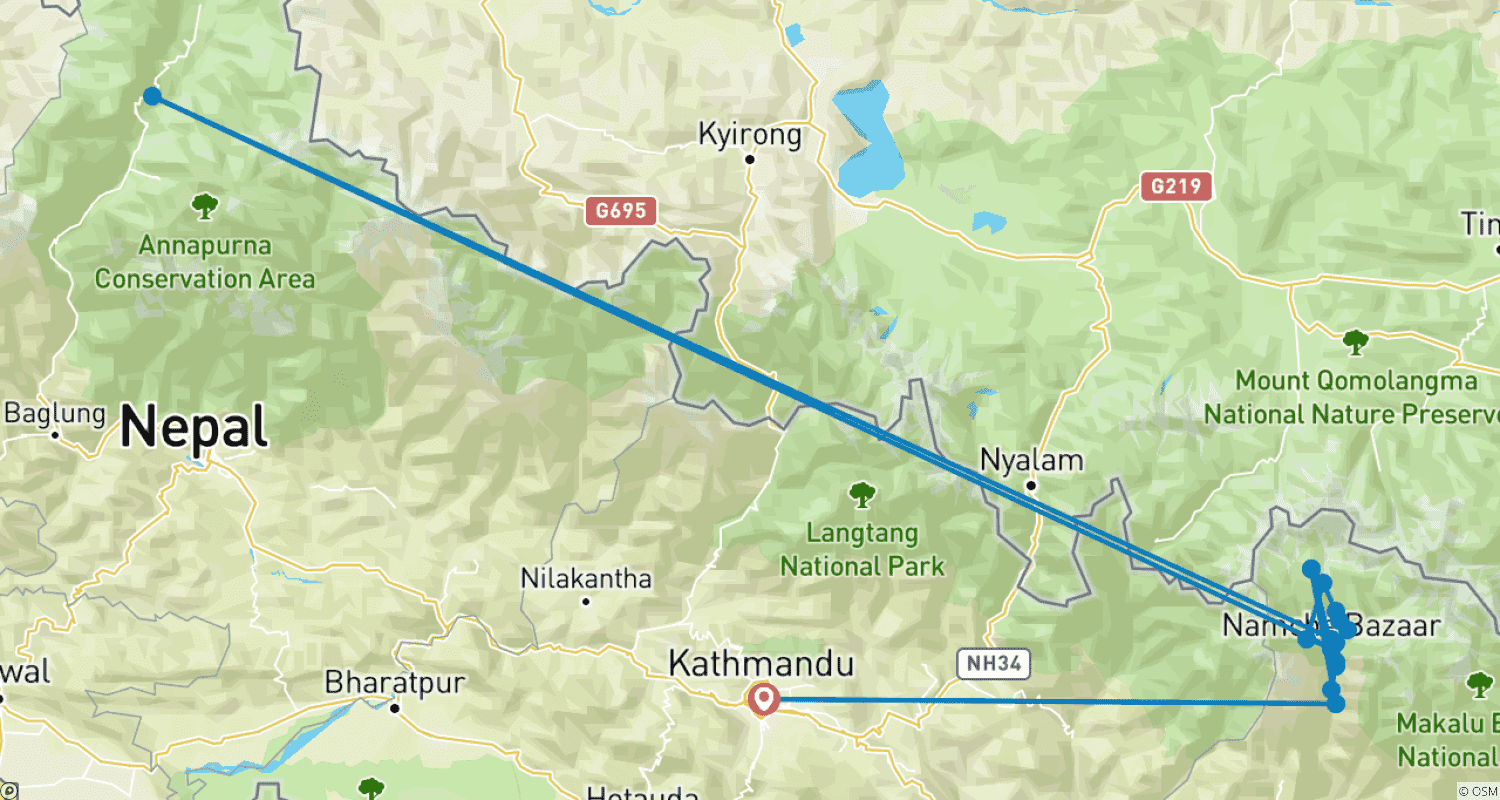 Mapa trasy: 12-dniowy trekking Gokyo-Renjo-La Pass