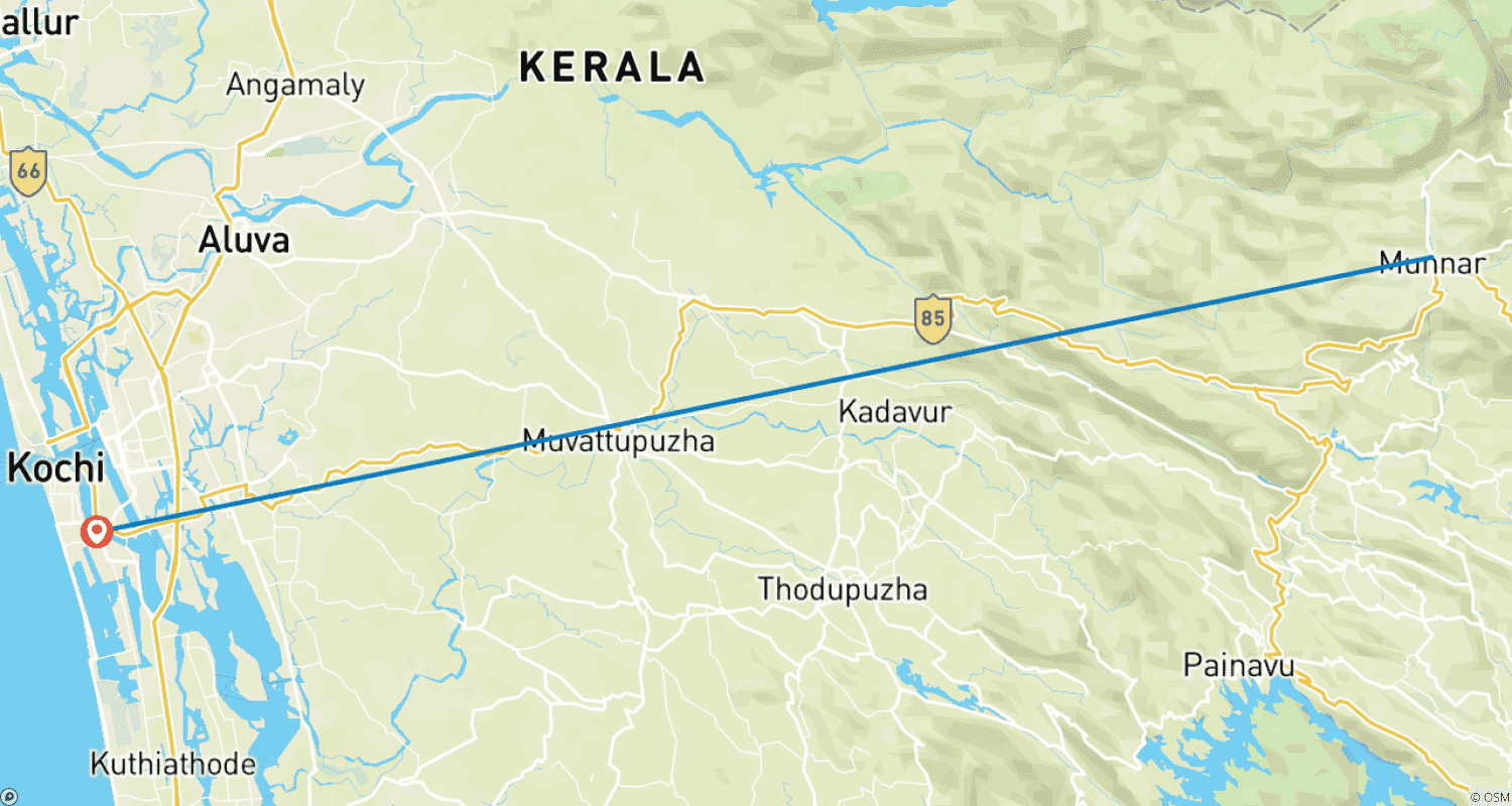 Mapa trasy: Wspaniały Munnar