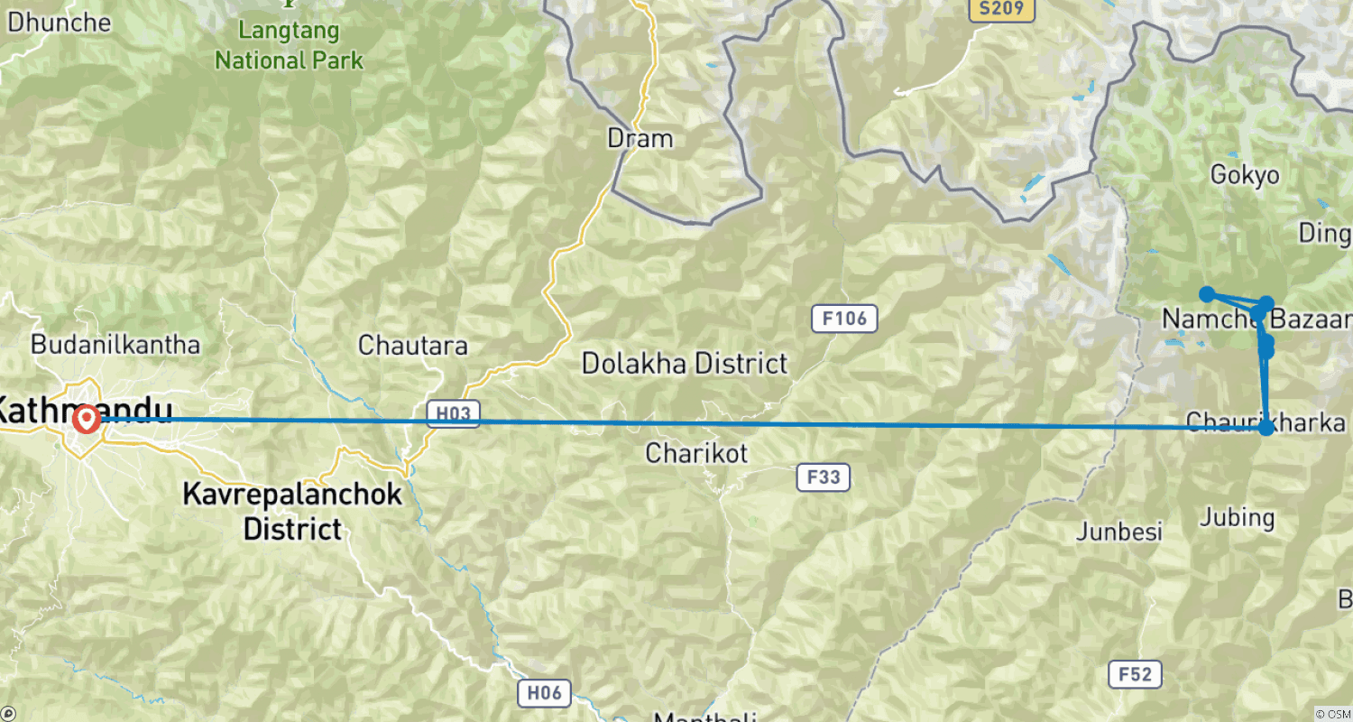 Mapa trasy: 9 days Everest Panorama Trek