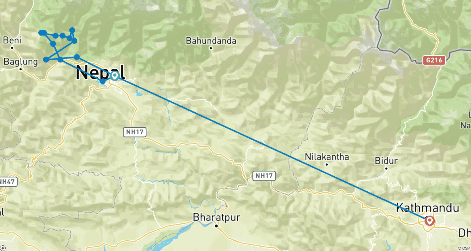 خريطة مسار 9 أيام Annapurna Panorama Trek