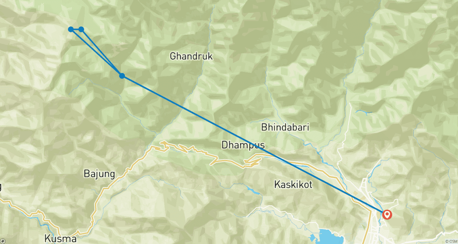 Mapa do percurso de Trekking Poon Hill - 2 dias