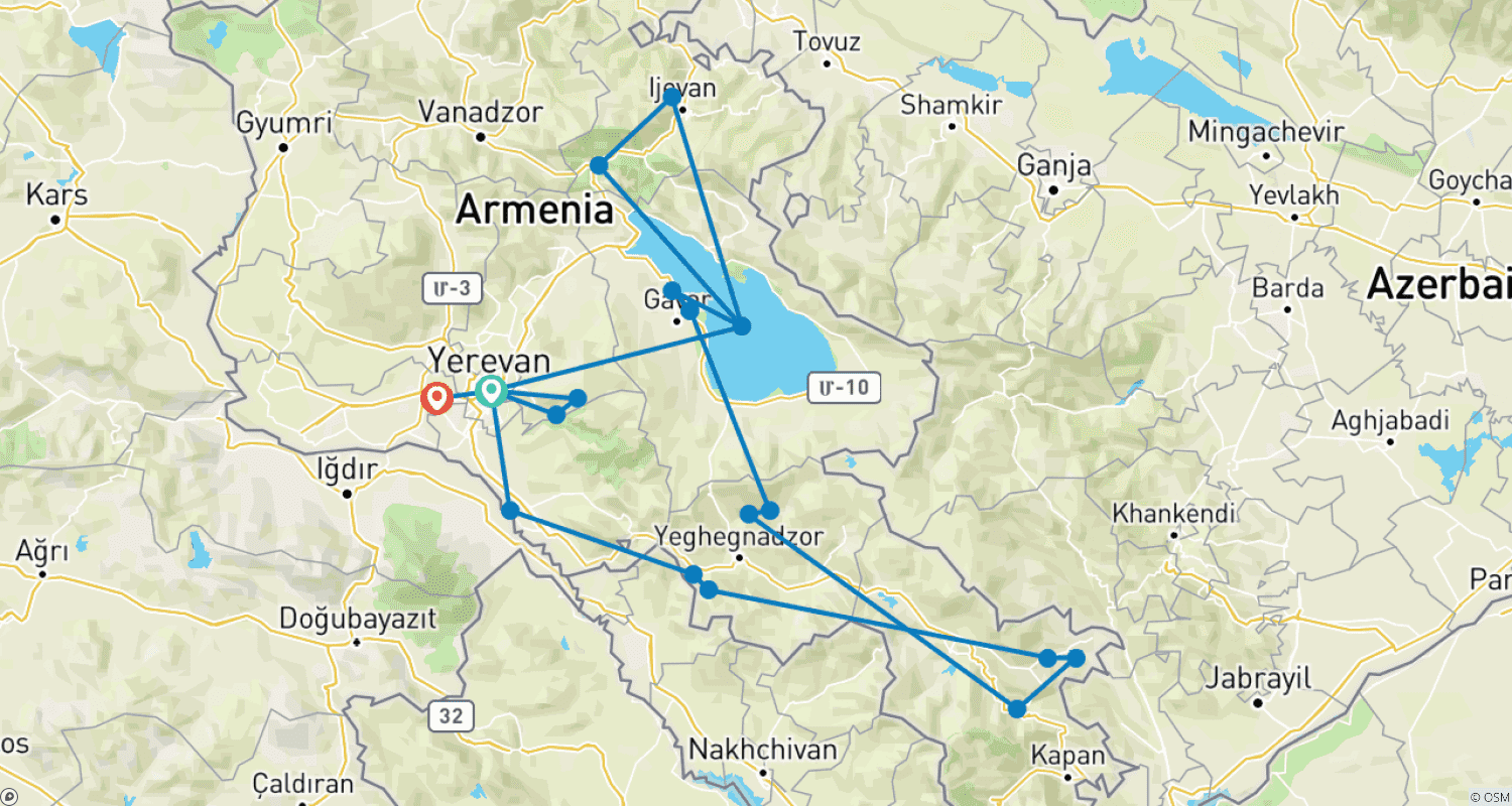 Mapa trasy: Armenia Odkryta