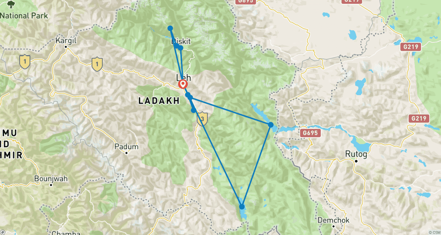 Mapa trasy: Najlepsze z Ladakh