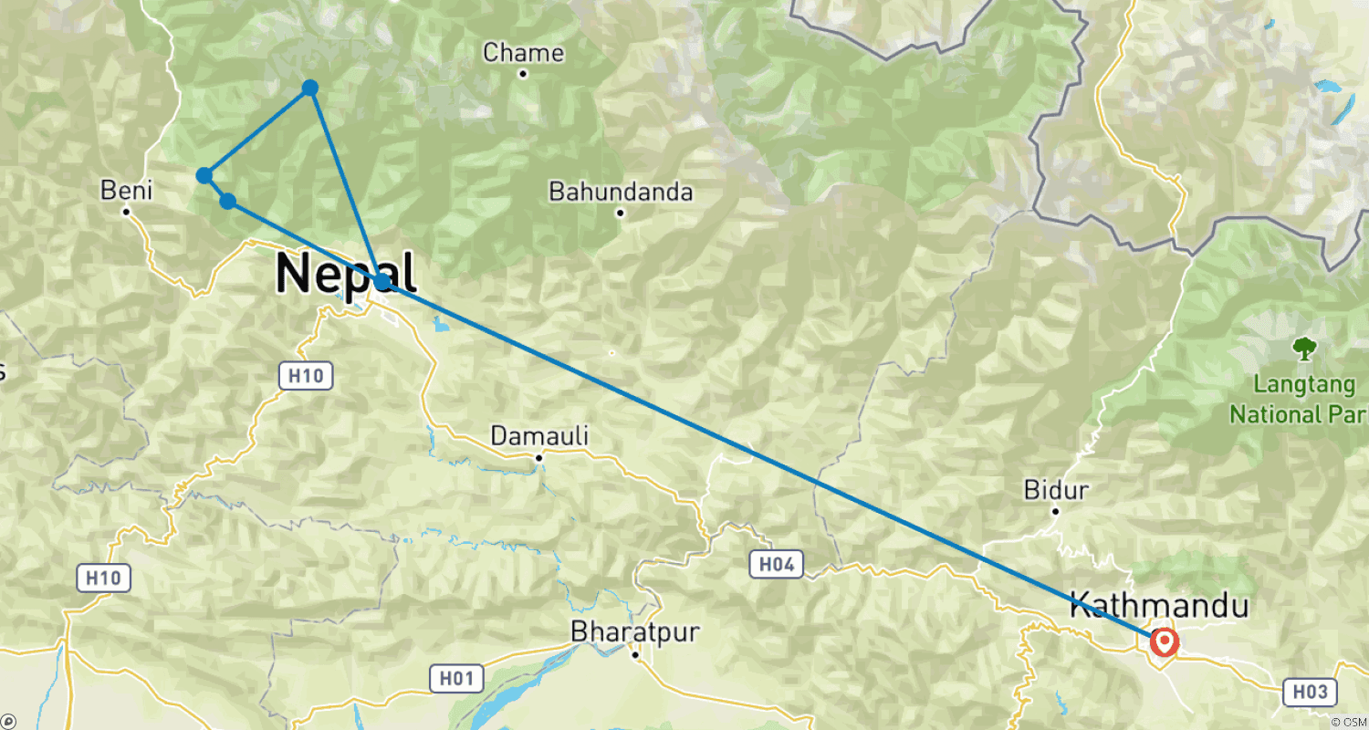 Mapa trasy: Ghorepani Poon Hill Trek