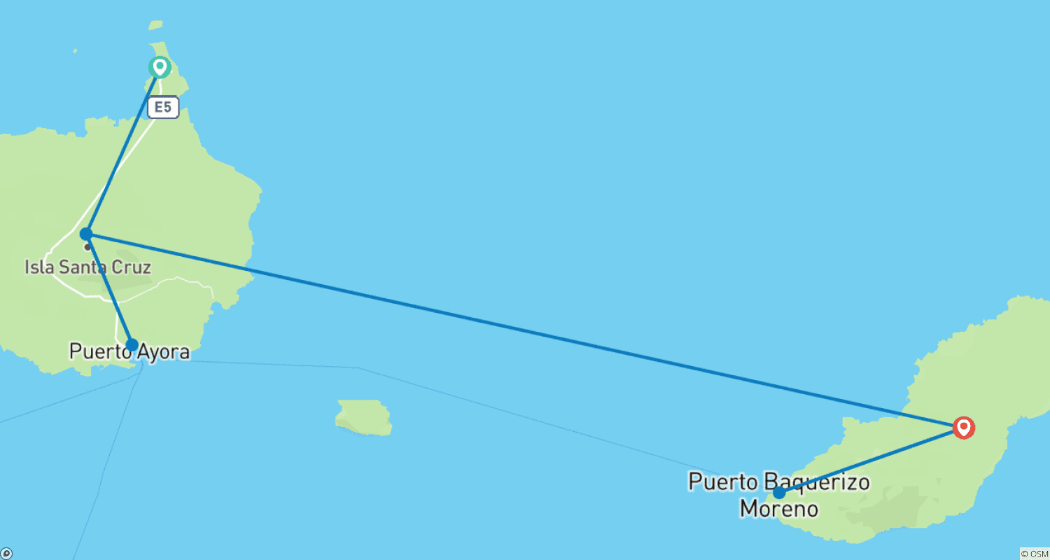 Mapa trasy: 5 dni na Santa Cruz i San Cristobal
