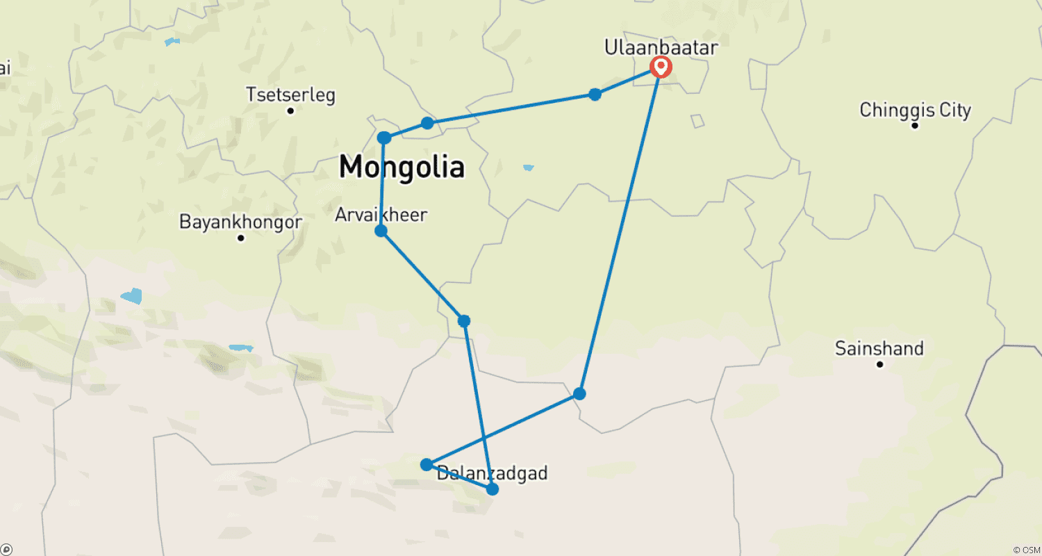 Mapa do percurso de Festival Naadam