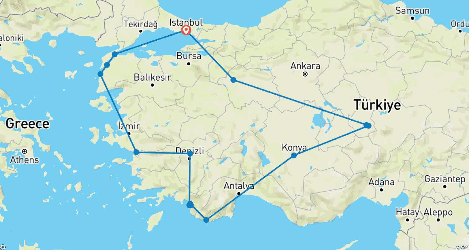 Mapa do percurso de O Melhor da Turquia