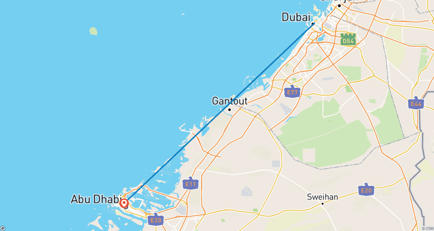 Mapa do percurso de Dubai Deslumbrante