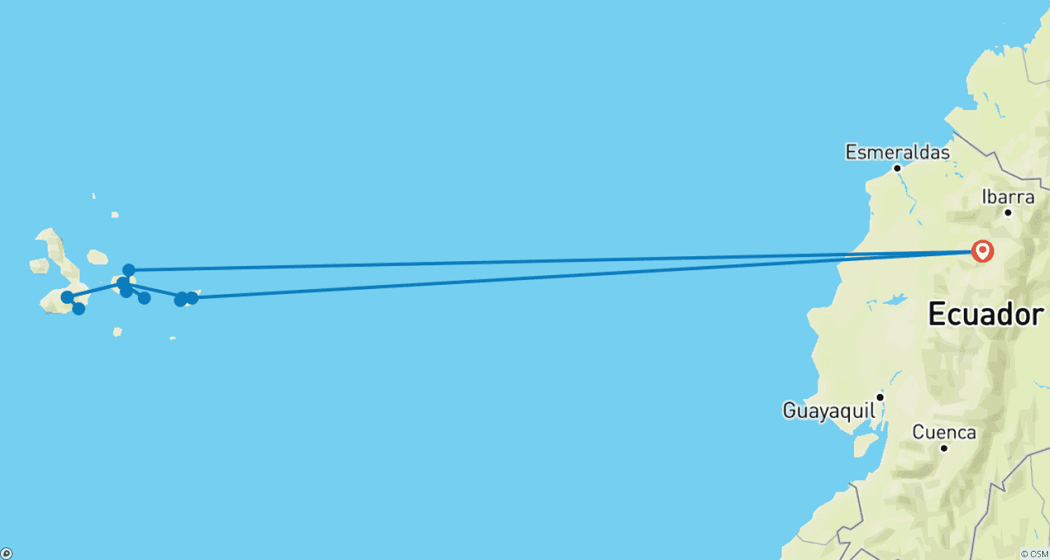 Mapa do percurso de Experiência Galápagos: Voluntariado e Viagem 10 dias