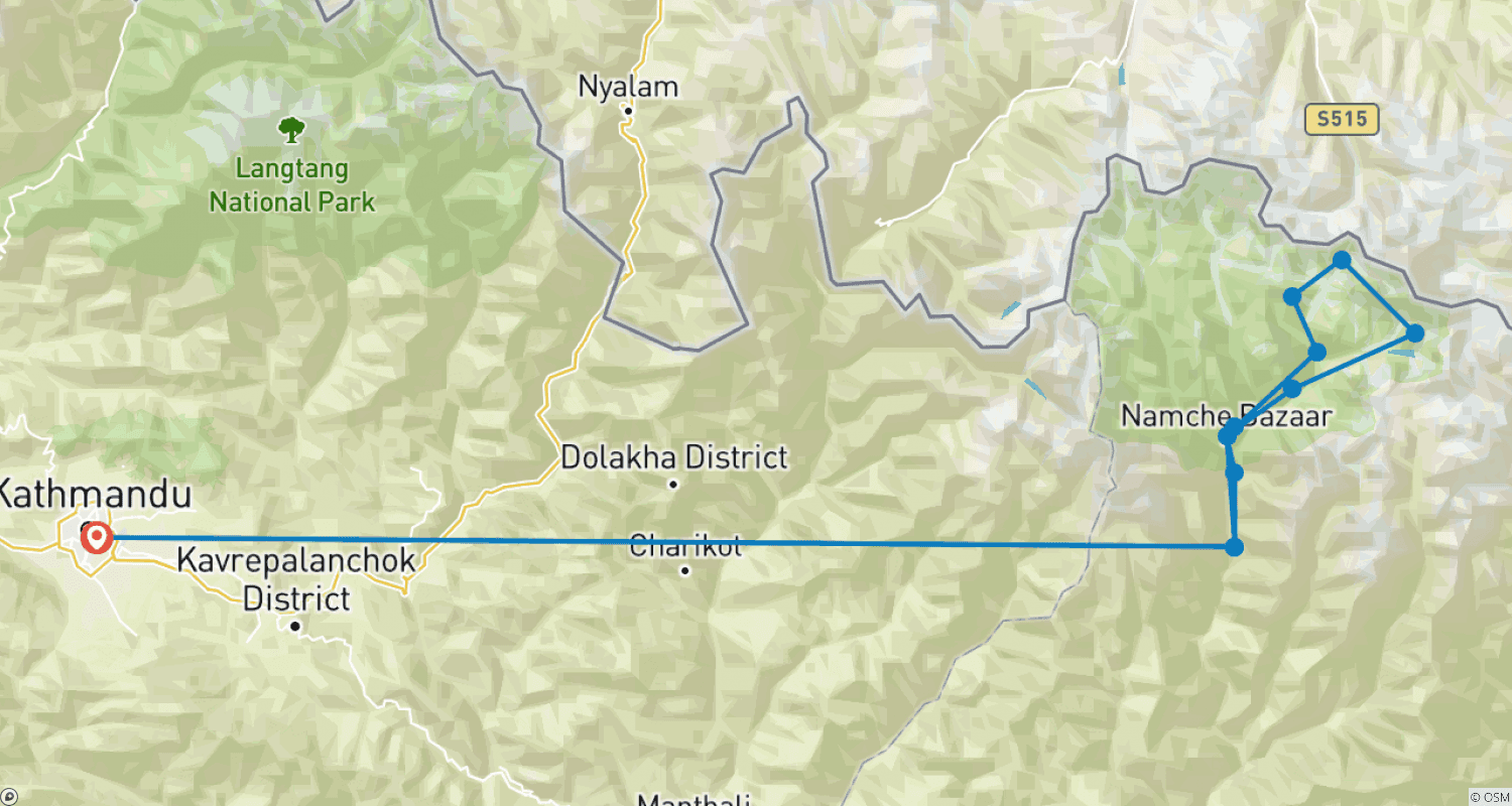 Mapa do percurso de Everest Base Camp & Island Peak Climb