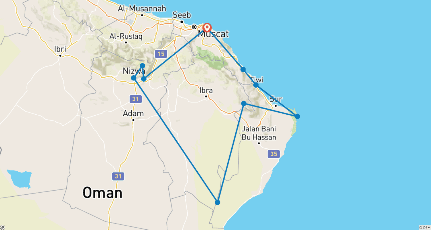 خريطة مسار اكتشف سحر عُمان