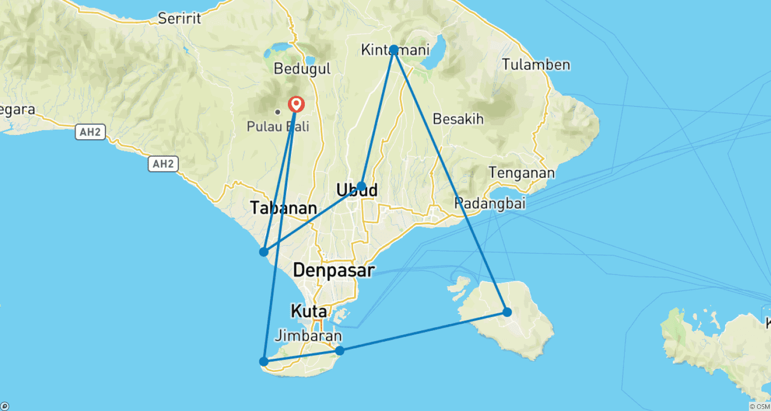バリとその先を巡る旅のルートマップ