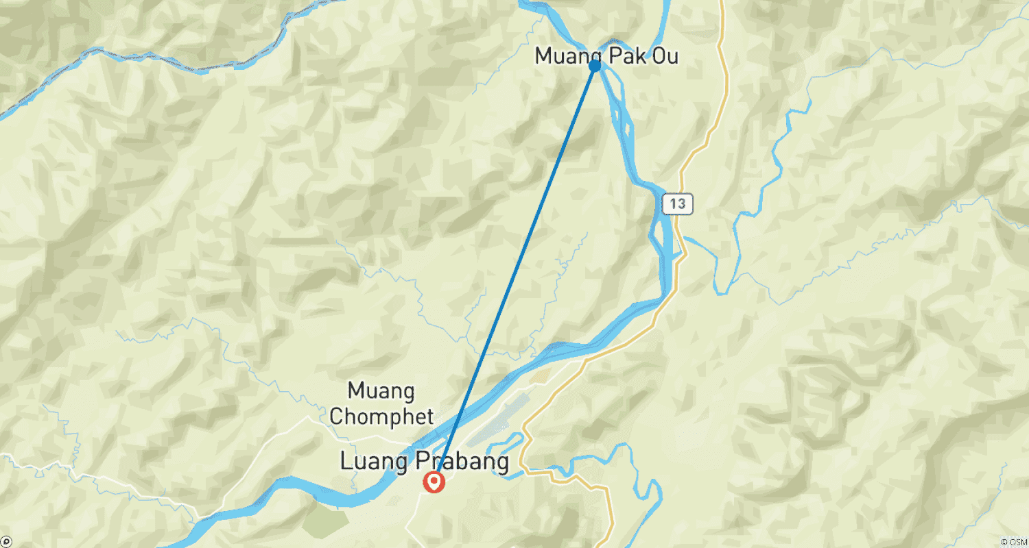 Mapa do percurso de Escala em Luang Prabang 3 Dias 2 Noites - Tour Privado
