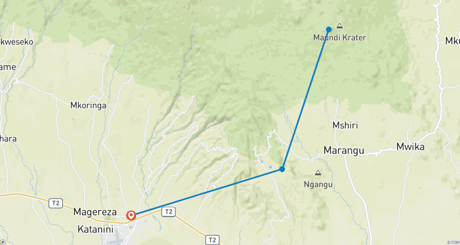 Mapa trasy: Mount Kilimanjaro day hike tour