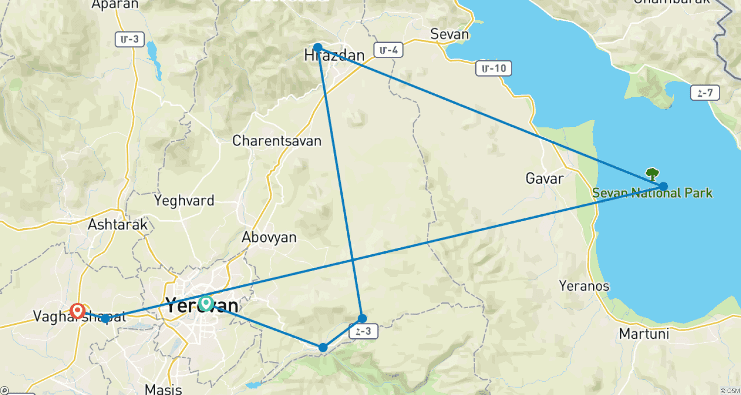 Mapa do percurso de A Incrível Armênia