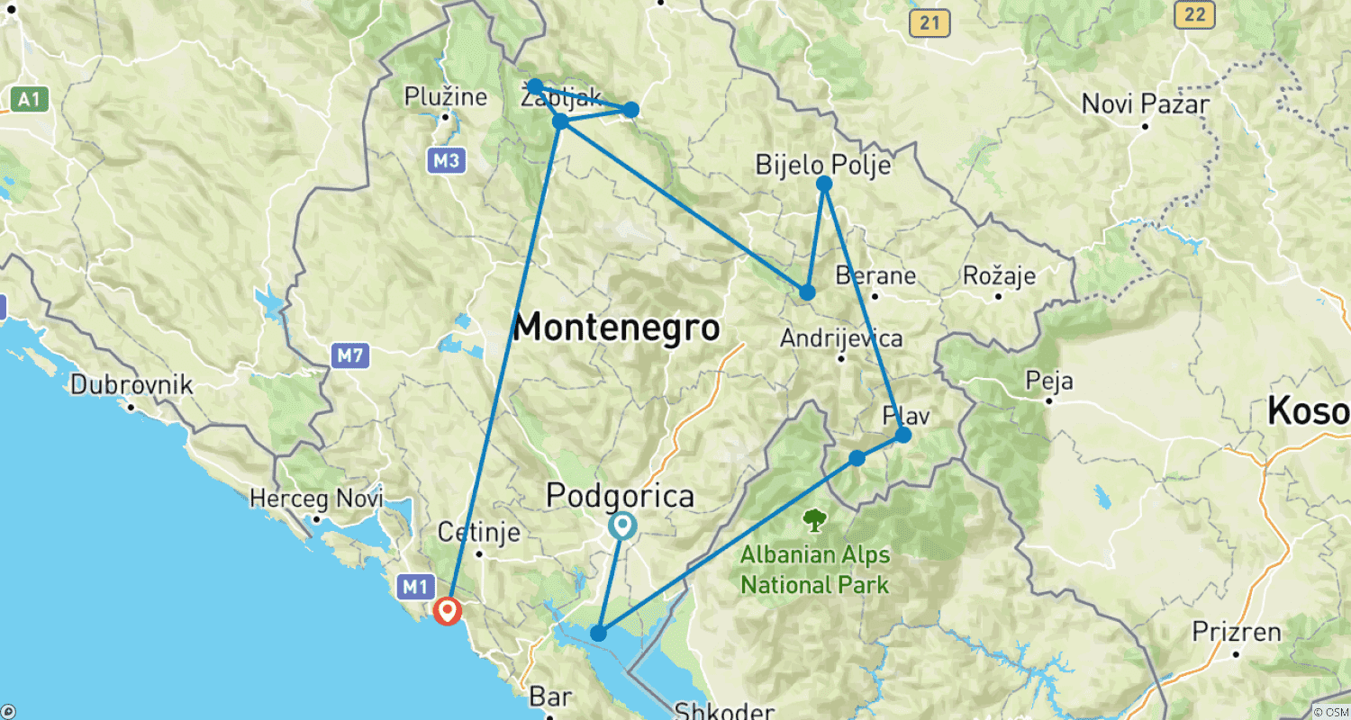 Mapa do percurso de Multi-atividade em Montenegro não é para os fracos de coração!
