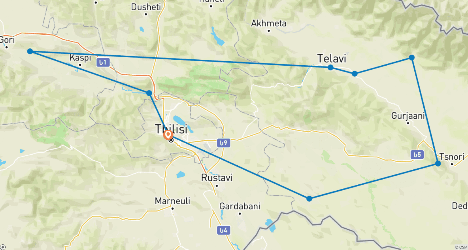 Mapa trasy: Duch Gruzińskich Win