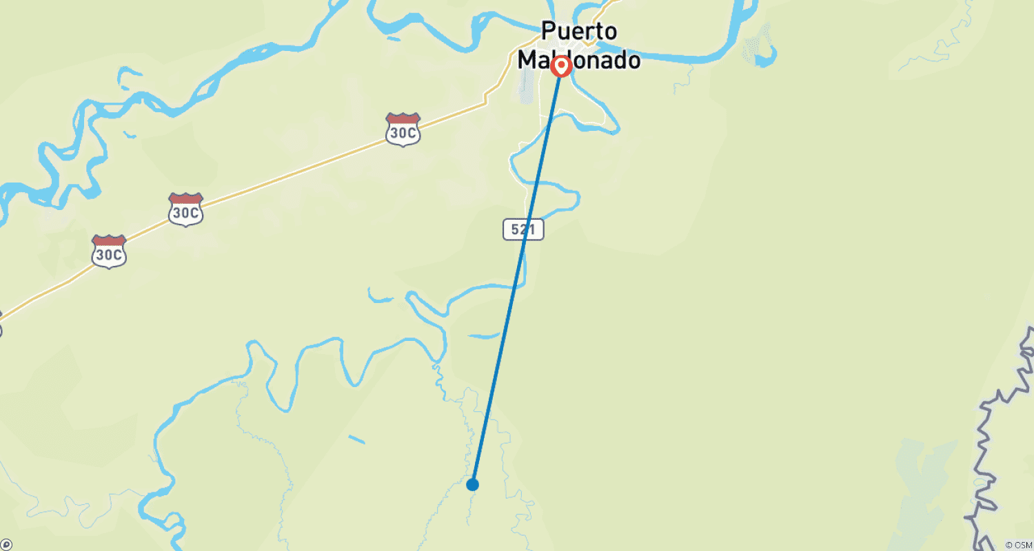Mapa do percurso de 4/3 Selva de Tambopata (Passeios em Pequenos Grupos)