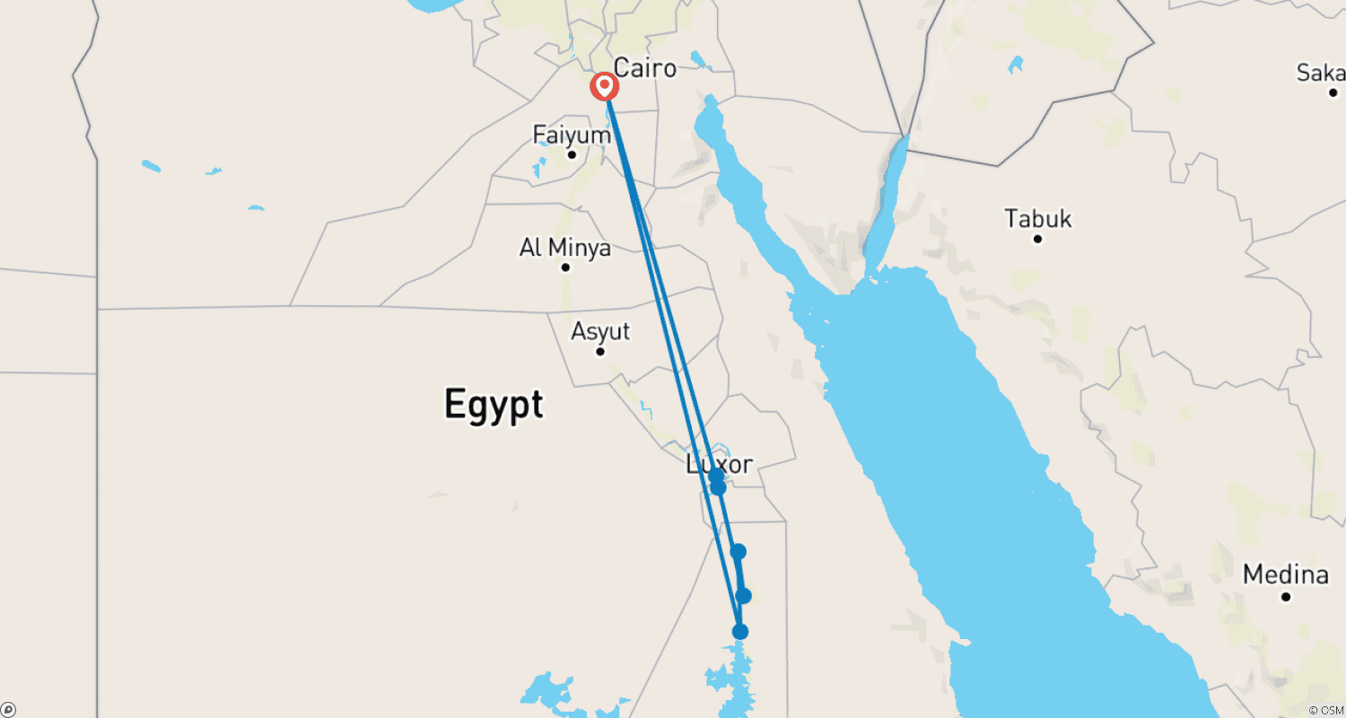 Mapa do percurso de Pacote de 8 Dias e 7 Noites: Cairo e Cruzeiro de Ano Novo de Avião