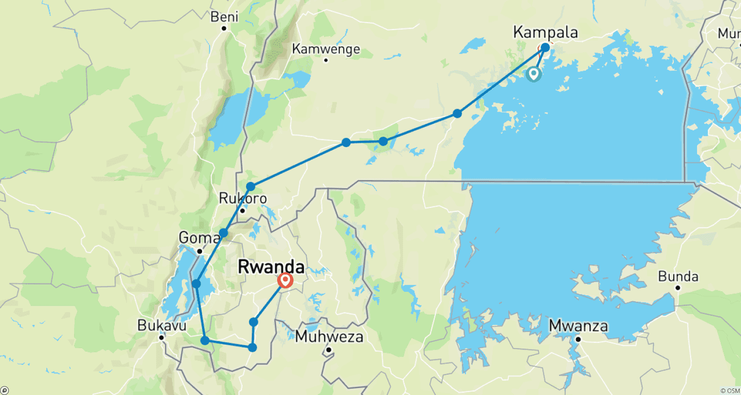 Mapa trasy: Niezapomniane safari: Najlepsze z Ugandy i Rwandy