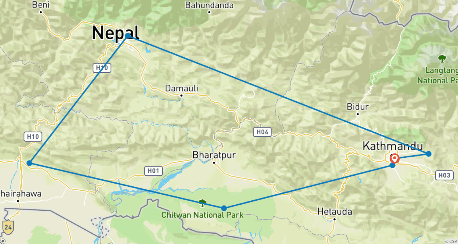 Mapa trasy: Nepal Panorama Tour