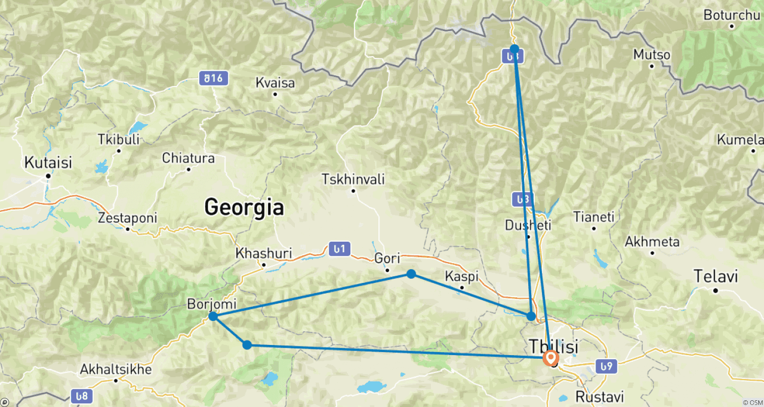 Winter in Georgia, Gudauri & Bakurianiのルートマップ