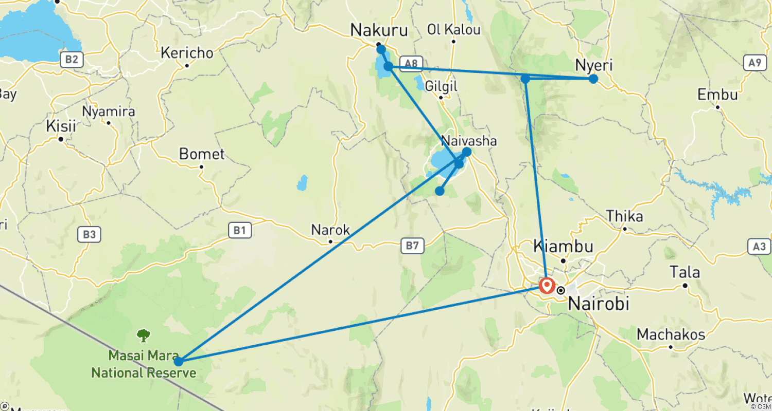 Mapa trasy: Kenia – pod namiotem