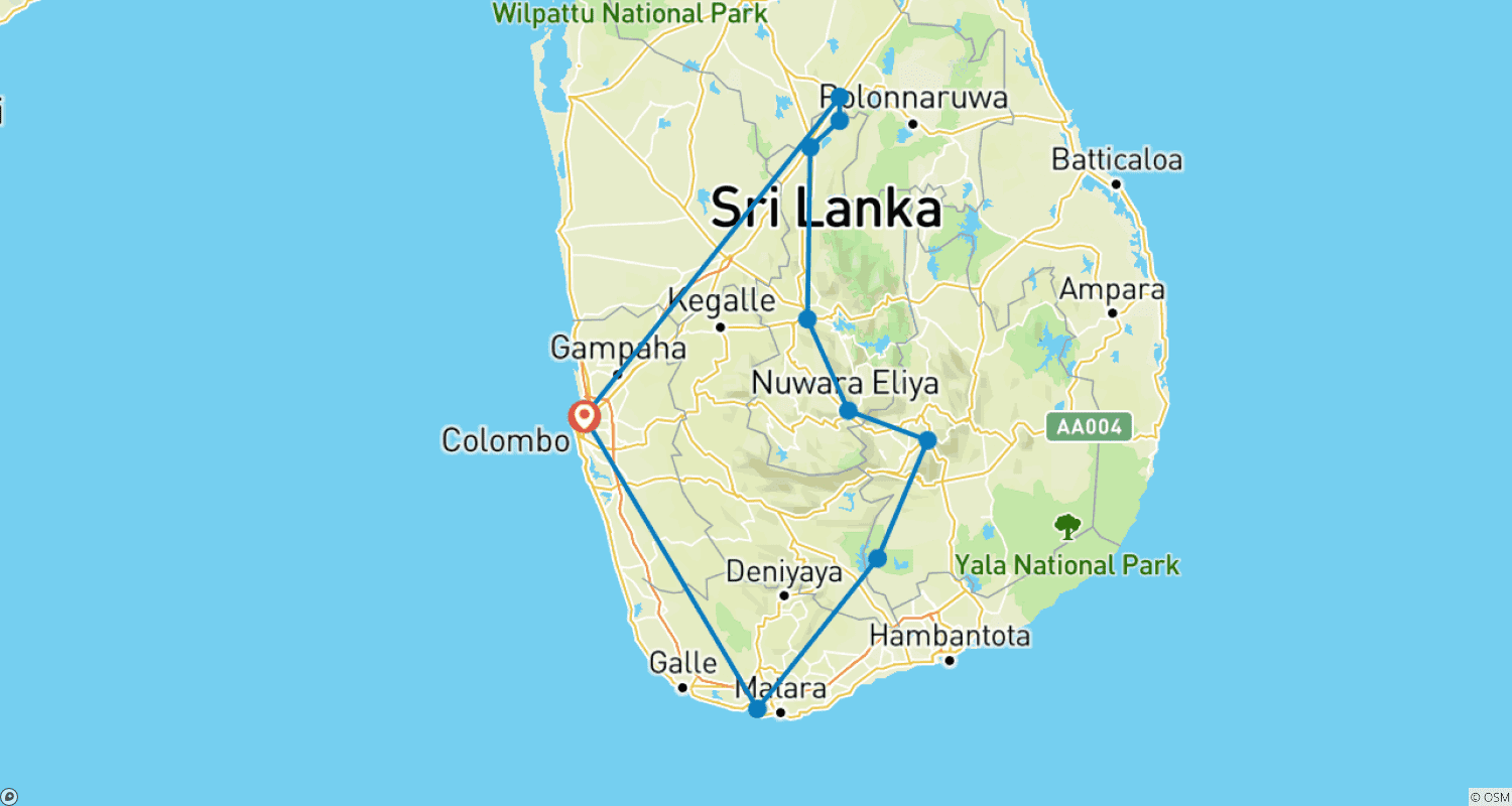 Mapa trasy: Magiczna Sri Lanka